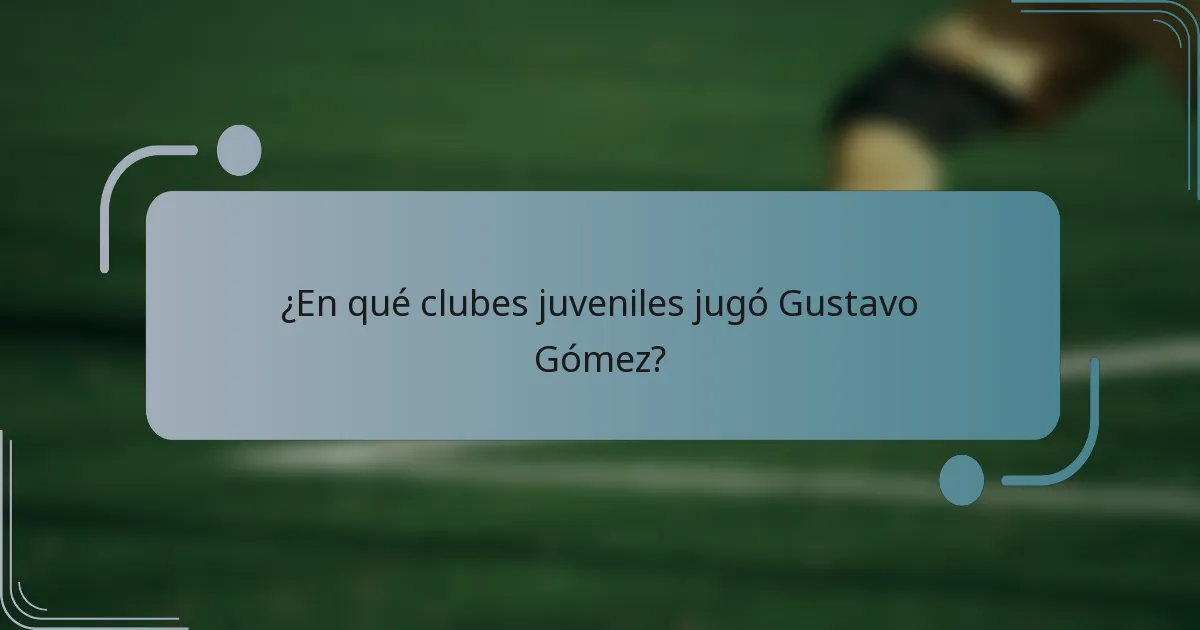 ¿En qué clubes juveniles jugó Gustavo Gómez?
