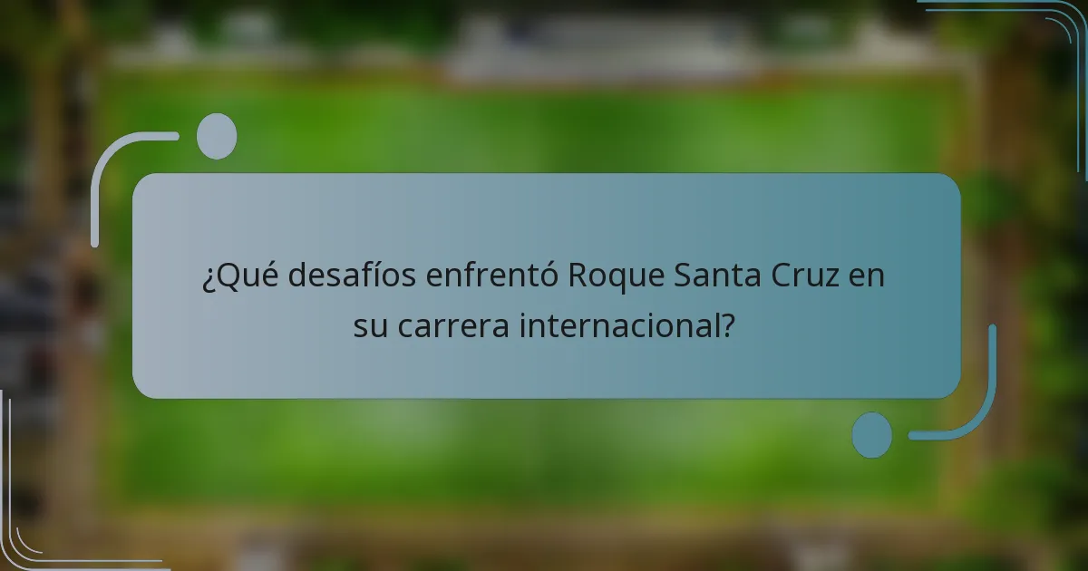 ¿Qué desafíos enfrentó Roque Santa Cruz en su carrera internacional?