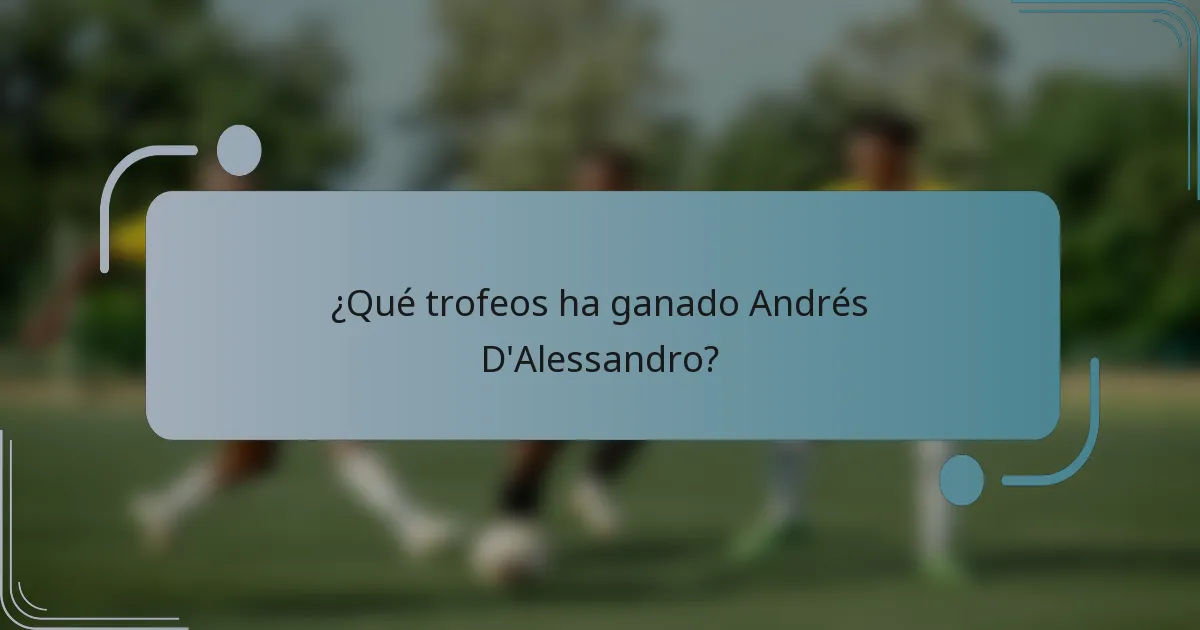 ¿Qué trofeos ha ganado Andrés D'Alessandro?